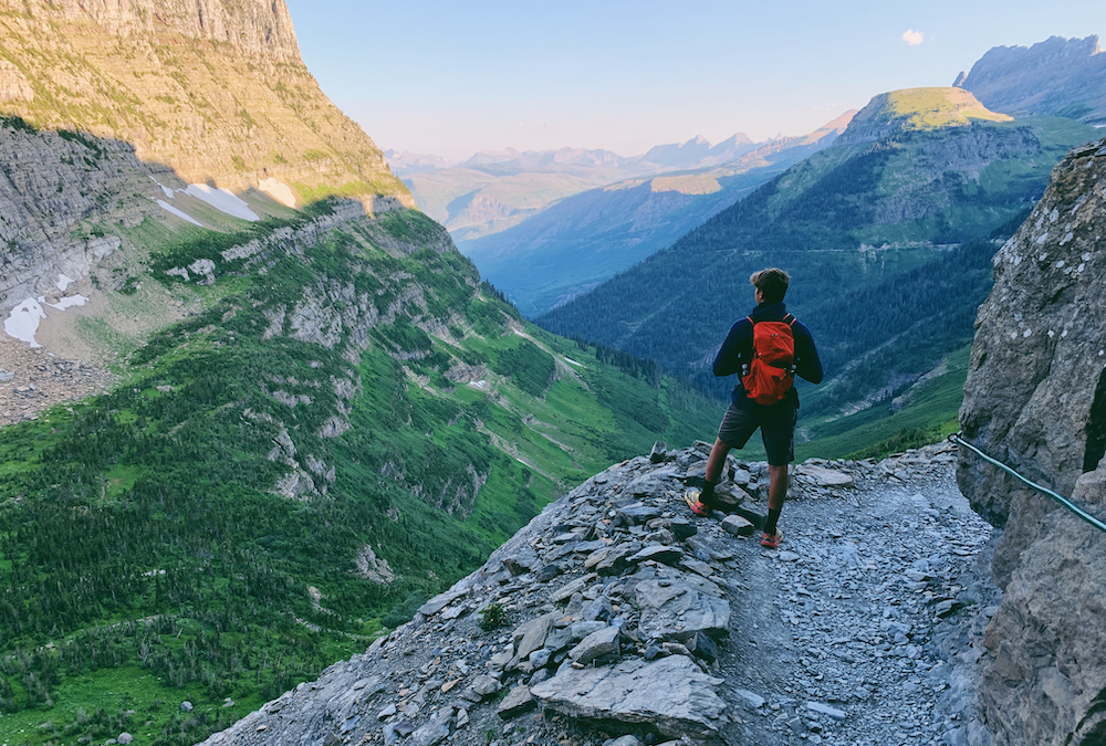 person hiking in Montana